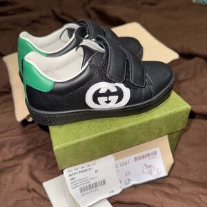 Gucci Kids Black and Green Sneakers